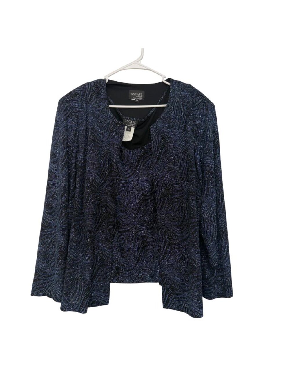 Xscape Woman 3X Metallic Swirl Patterned Jacket&Tank Set Sparkling Evening Wear
